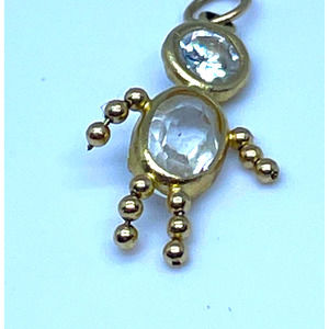 10K Gold Child Figure Birthstone Pendant  April (Diamond)